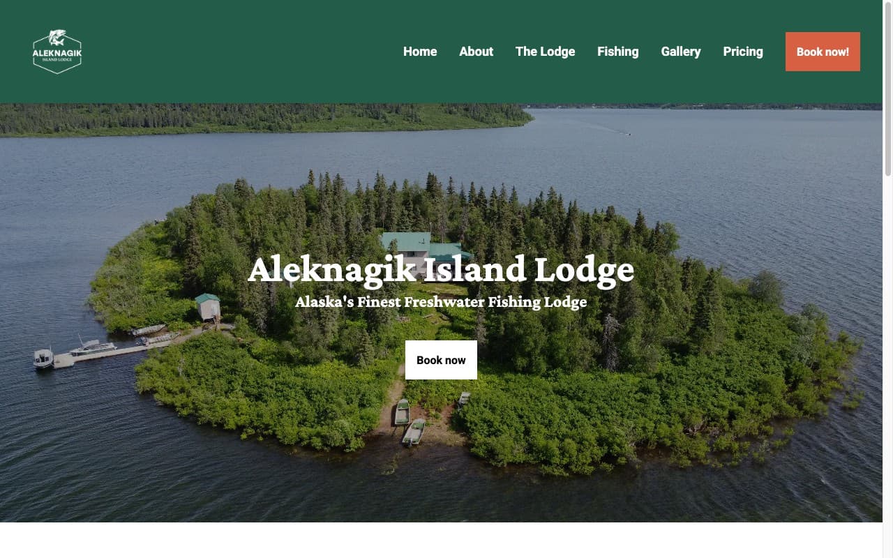 Aleknagik Island Lodge website screenshot