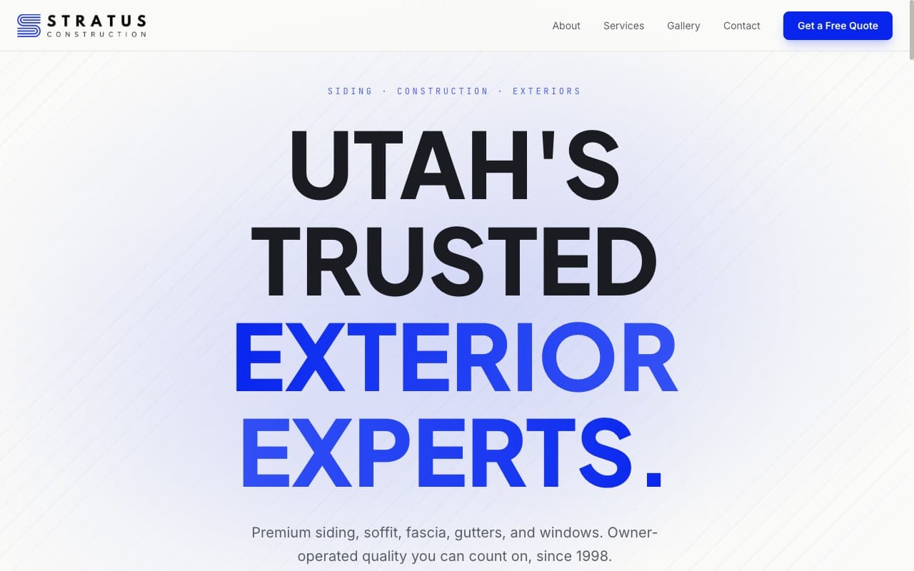 Stratus Construction website screenshot
